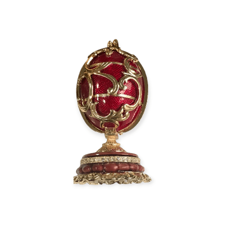 Яйцо Среднее двойное орнамент с корзиной красное