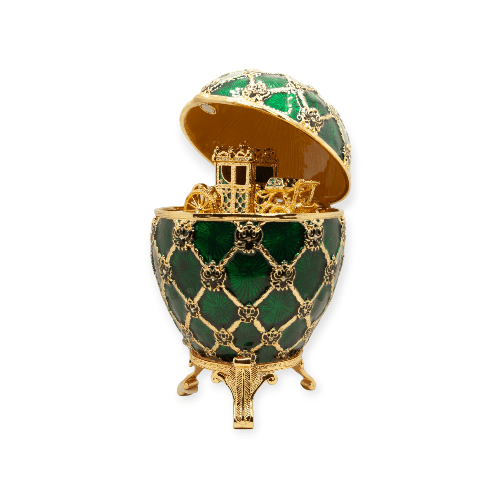 Яйцо пасхальное музыкальное С каретой новый размер зеленое