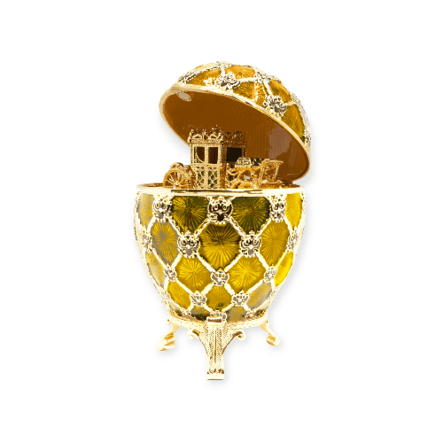 Яйцо пасхальное музыкальное С каретой новый размер золотое