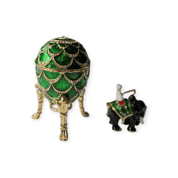 Яйцо пасхальное Сосновая шишка вставка слон 8.5 см зеленое